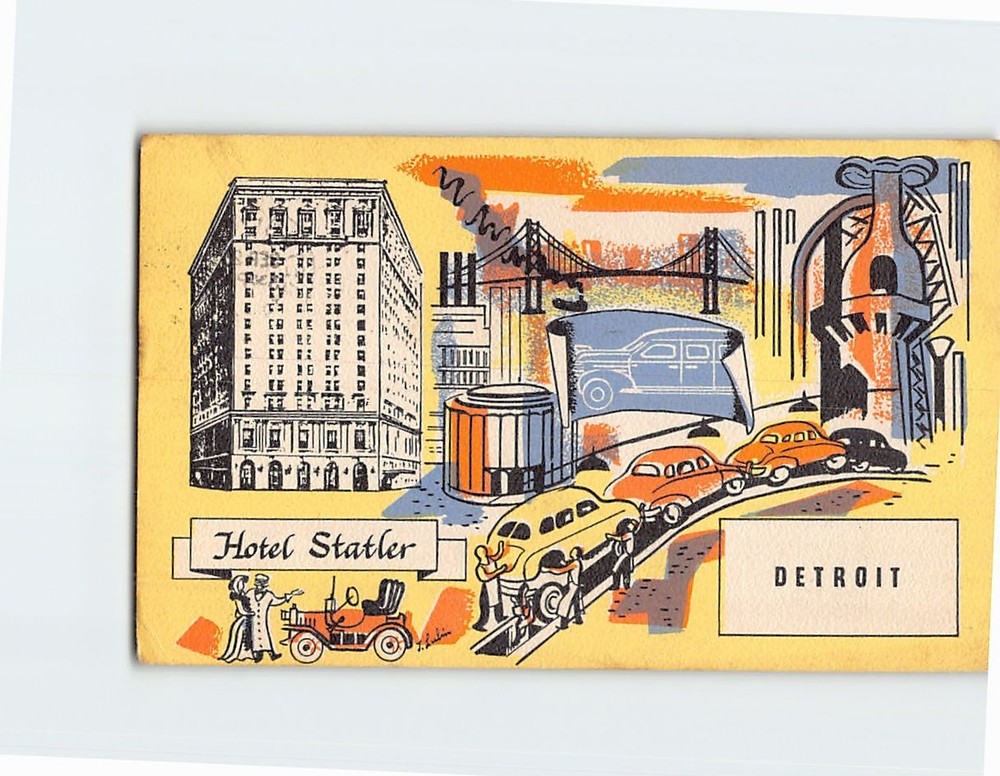 Postcard Hotel Statler Detroit Michigan USA
