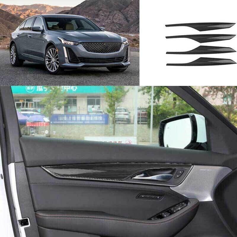 4x For Cadillac CT5 2020-2023 Black Wood Grain Inner Door Panel Strip Cover Trim