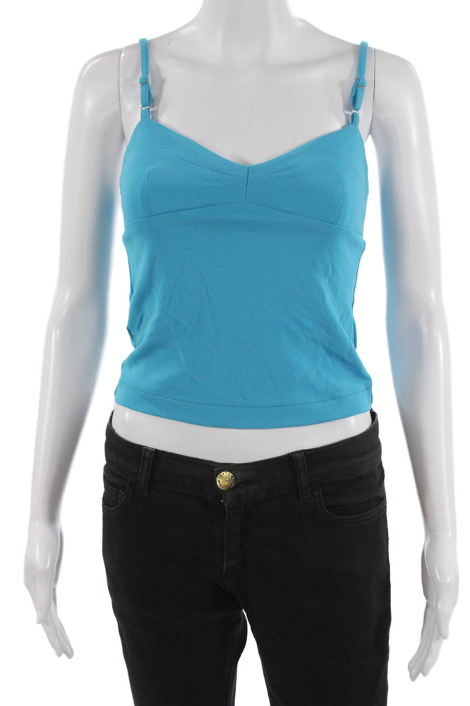 BCBGMAXAZRIA Women Blue Cropped Camisole V-Neck Sleeveless Size XSFree Shipping in US $100+ Orders | $6.95 Orders Below