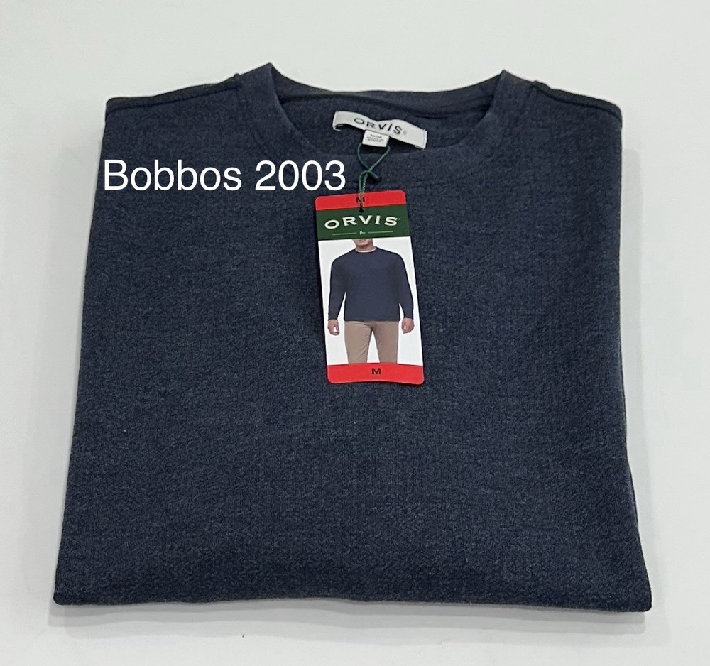 Orvis Men's Long Sleeve Crewneck Pullover, Blue, Size M
