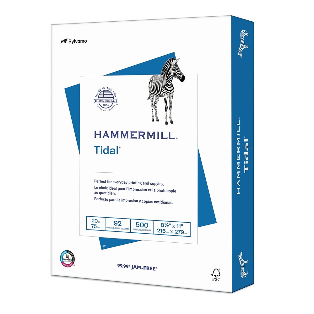 hammermill printer paper 30% recycled paper 8.5 x 11 - 1 ream (500 sheets)-new