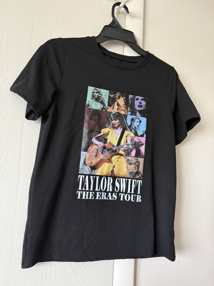 Taylor Swift The Eras Tour Black Graphic Print Crew Neck Short Sleeve T-Shirt