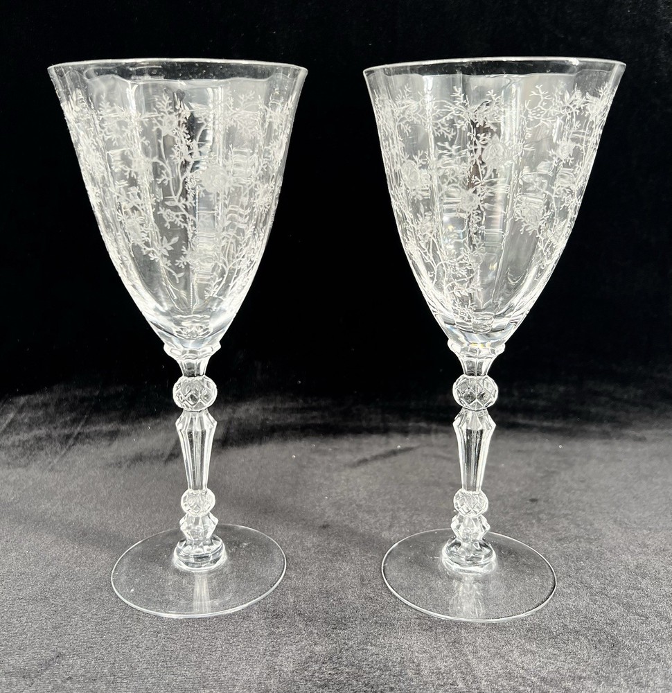 Lot of 2 - Fostoria Glass Co. CHINTZ Crystal Stem 7  5/8