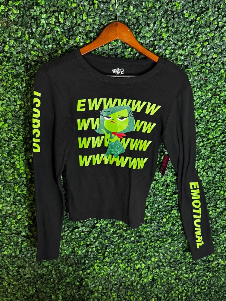 Disney Pixar Inside out 2 Disgust Green Emotional Size Small cotton black shirt