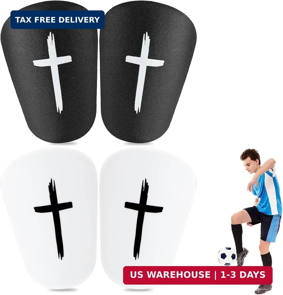 2 Pair Mini Soccer Shin Guards Black and White Protective Shin Pads for Adults K