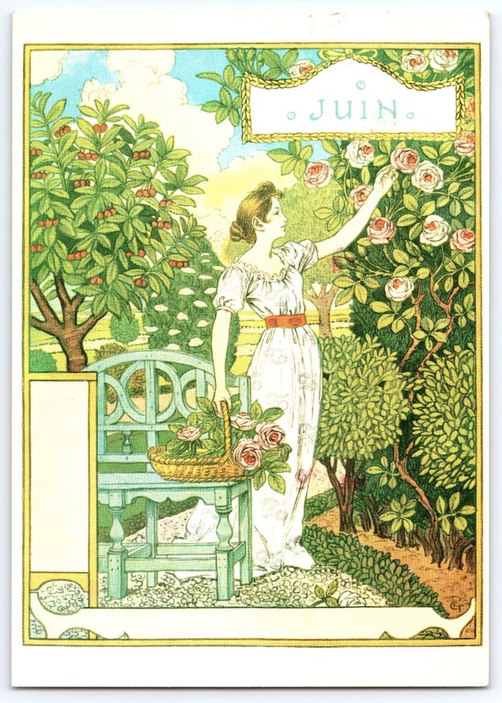 1896 Eugène Grasset June Art Nouveau Postcard La Belle Jardinière