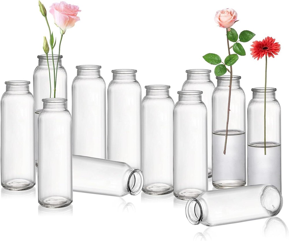 Set Of 12 Glass Bud Vase In Bulk Clear Bud Vases For Flowers Small Vintage Flowe