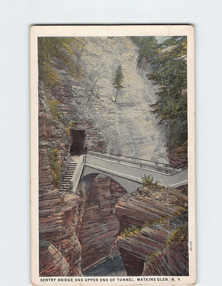 Postcard Sentry Bridge And Upper End Of Tunnel Watkins Glen USA