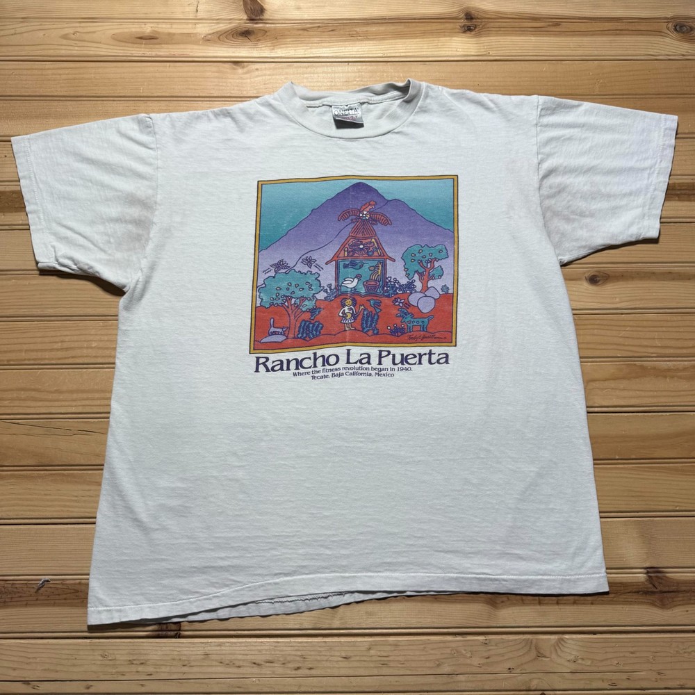 Vintage 80s Rancho La Puerta Fitness and Spa Retreat Graphic T-Shirt USA Made XL