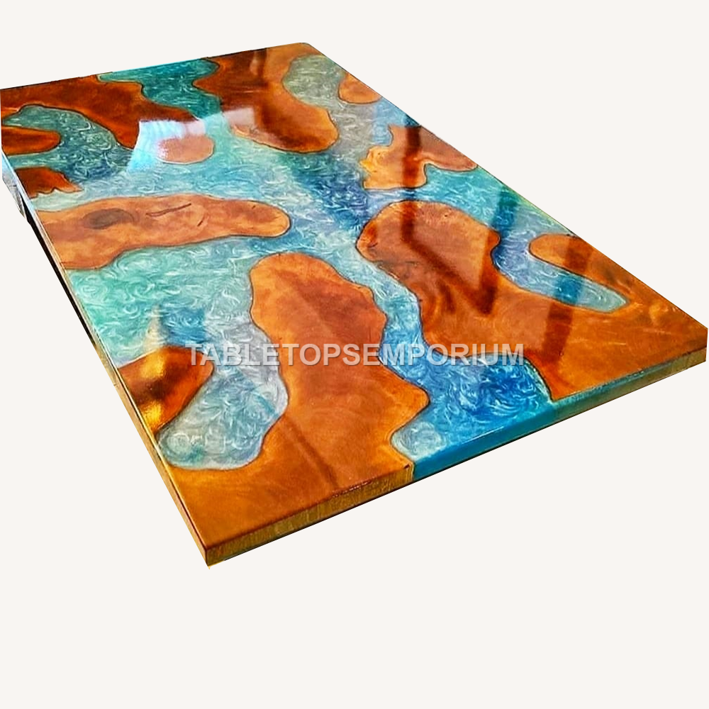 Elegant Acacia Wooden Epoxy Custom Ocean Beach Epoxy Tabletop For Home Decors