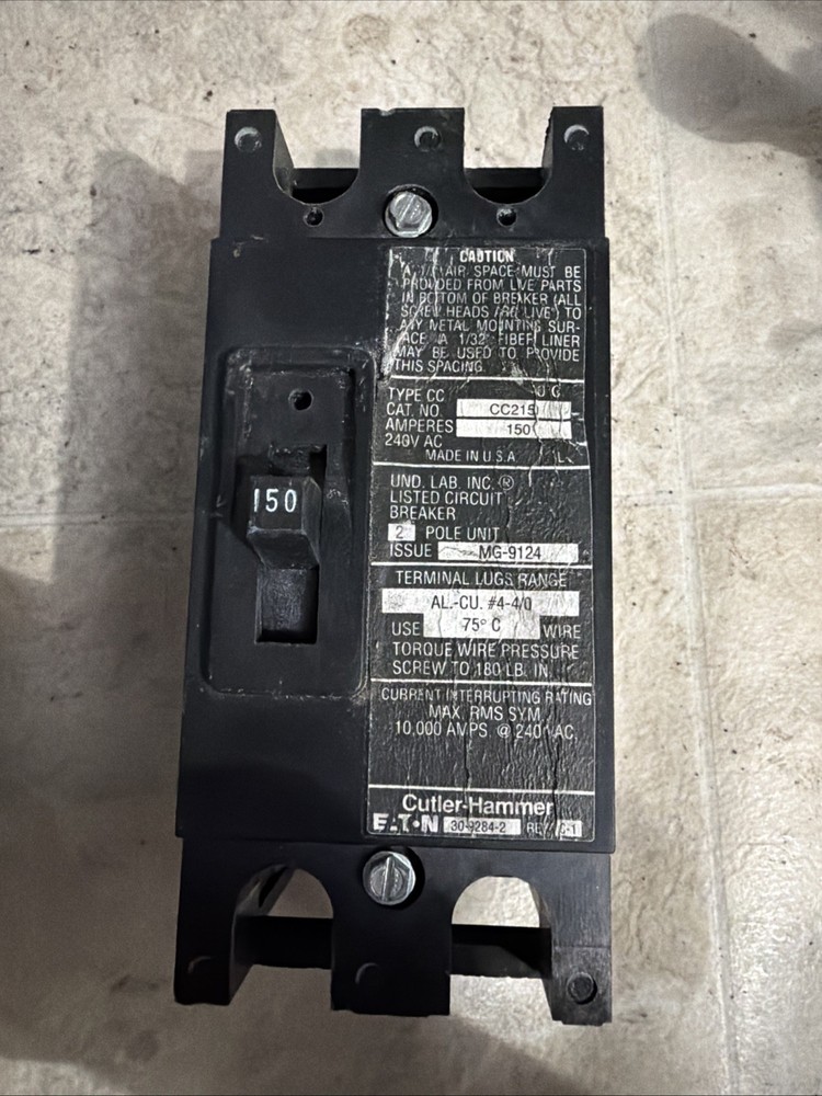 Cutler Hammer 150-amp Breaker CC2150 Bolt In 2 Pole 240 volt Main Breaker Tested