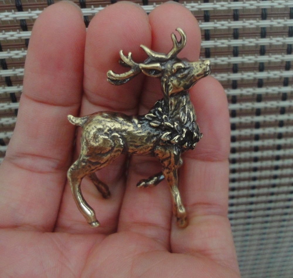 Vintage Style Metal Brass Deer Figurine Home Decor Bronze Color Statue