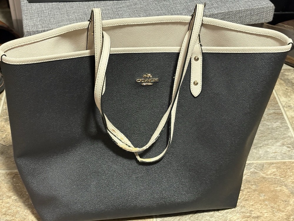 Coach Reversible Leather Tote Bag for Parts or Repair
