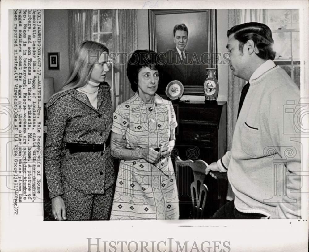 1972 Press Photo Senator Hale Boggs' wife, kids Barbara & Thomas at home in DC