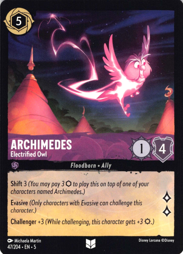 Archimedes Electrified Owl Disney Lorcana Shimmering Skies EN5 Regular 47/204