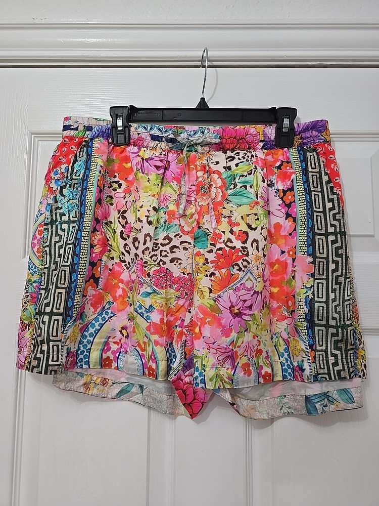 Johnny Was Aero Remy Floral-Print 100% Silk Shorts  Xlarge MSRP $205.00