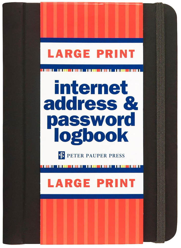 2013 Large Print Internet Address & Password Logbook (Removable Cover Band for S