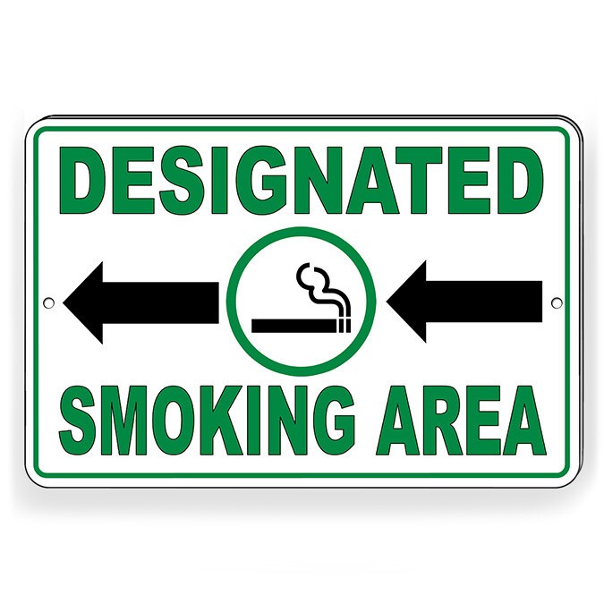 Designated Smoking Area Arrows Left Metal Sign Or Decal 6 SIZES SPP004