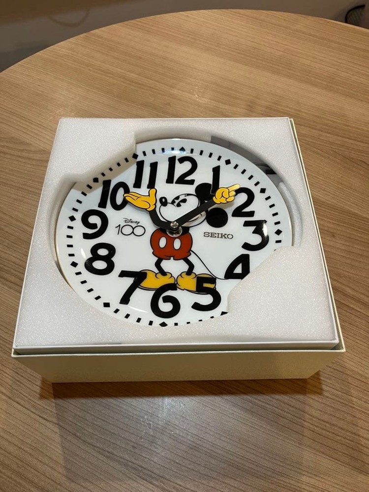 SEIKO Disney 100th Anniversary Mickey Mouse Table Clock White Limited Edition