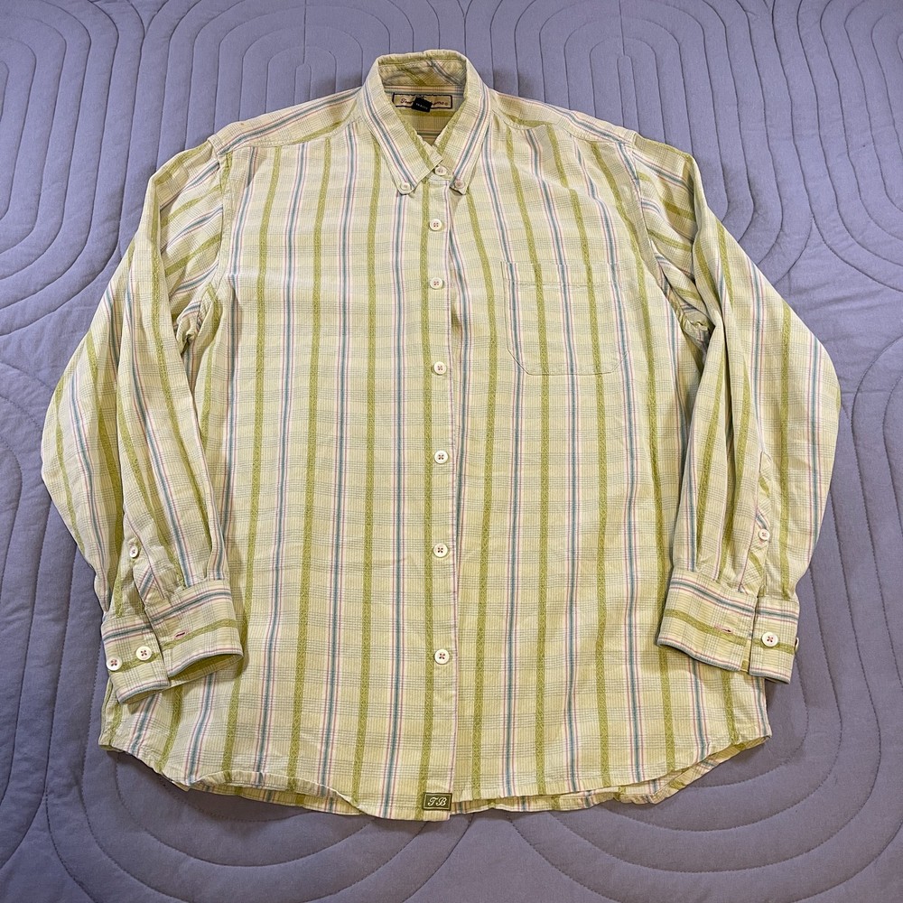 Tommy Bahama Shirt Mens Large Stripe Tencel Lyocell Long Sleeve Casual Button