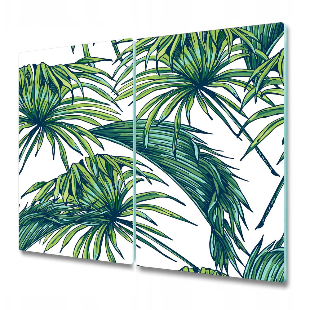 Glass Cutting Board Worktop Saver Tropic Palm Leaf Leaf Green Leaves 2x30x52
