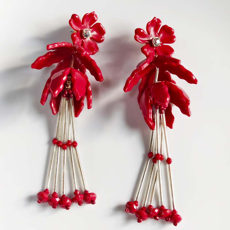 New Zara Flower Drop Statement Earrings Gift Fashion Women Party Holiday Jewelry