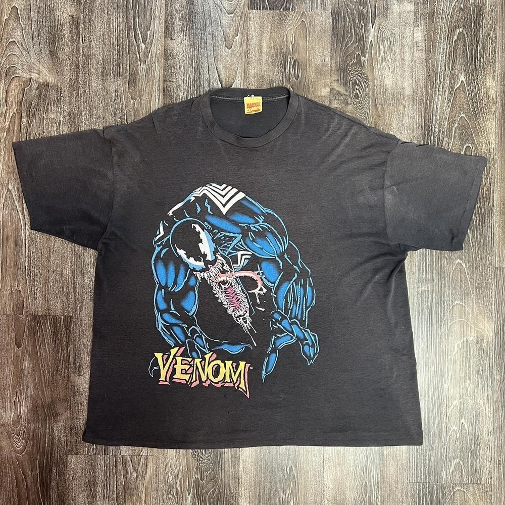 Vintage Venom Shirt Mens Extra Large Black Marvel Comics Superhero Graphic 90s
