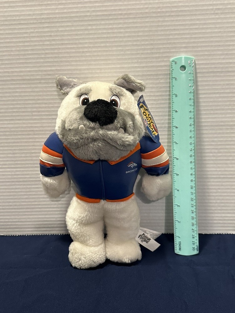 Vintage 1998 NFL Denver Broncos Bulldog Play Football Plush Stuffed Animal 12”