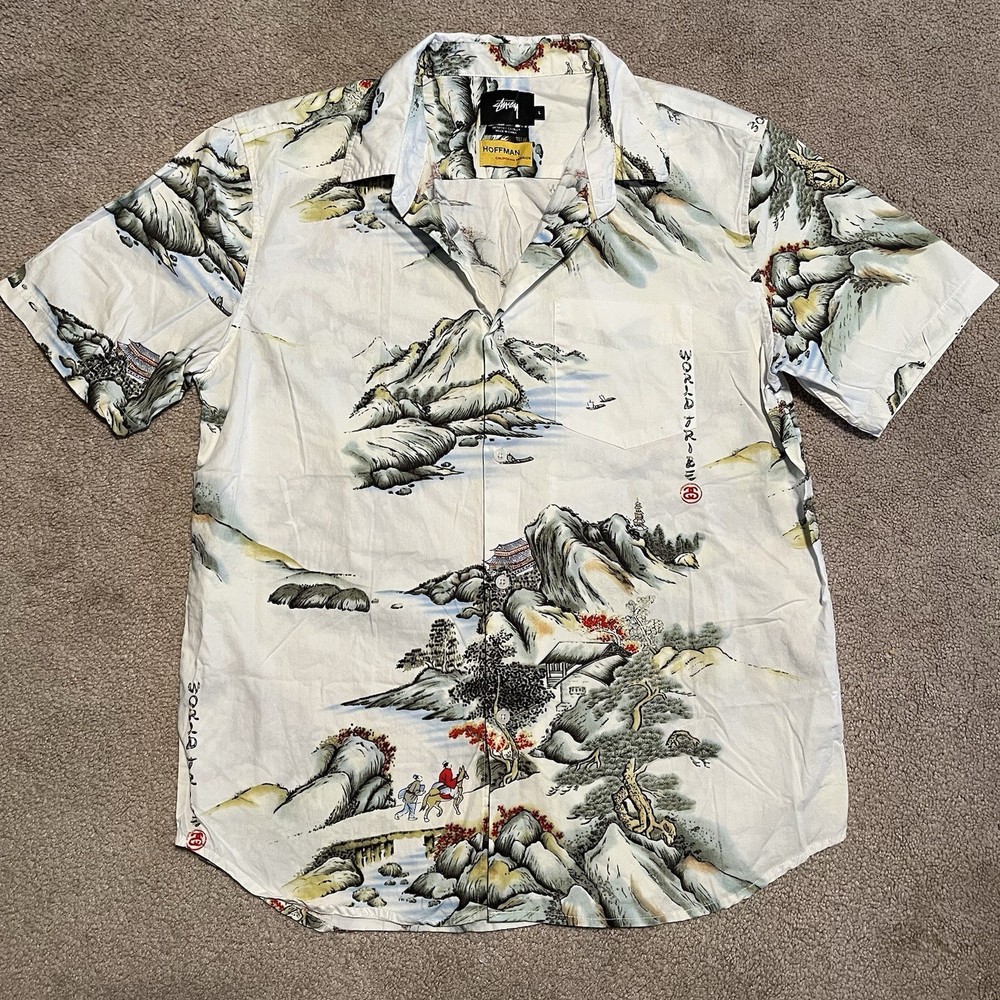 Stussy Button Up Shirt Men L Short Sleeve Hoffman California Fabrics China World
