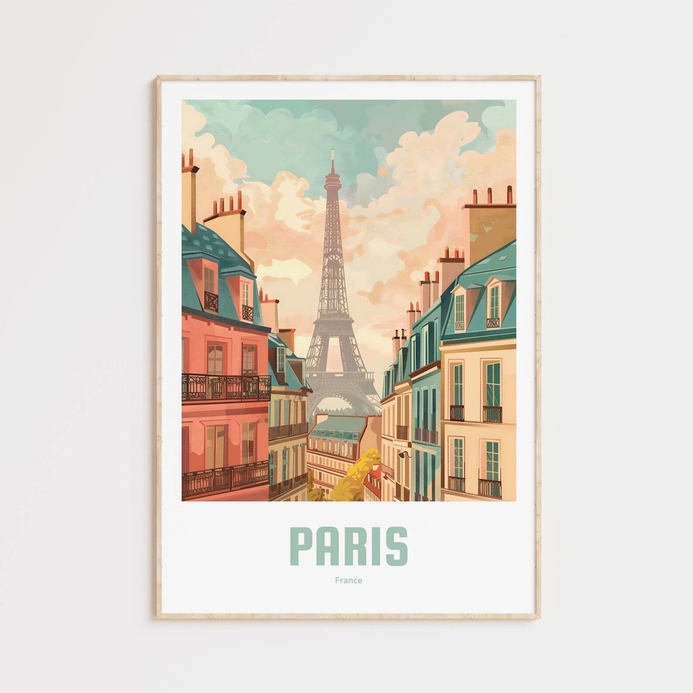 Paris Poster Vintage Travel Poster Retro Paris Travel Poster Gift Paris Wall