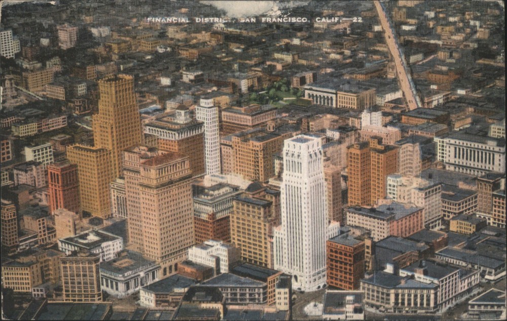 San Francisco, California CA Financial District, Francisco Aerial View Vintage