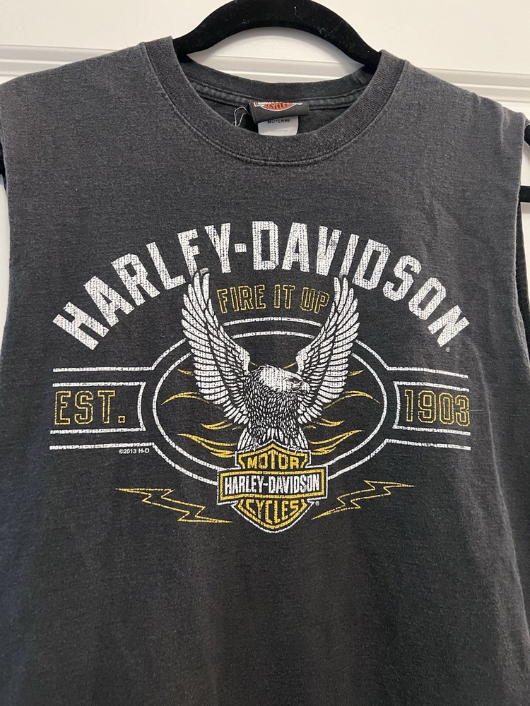 Harley-Davidson Men's Medium Sleeveless T-Shirt Eagle Custer SD Motorcycle Biker