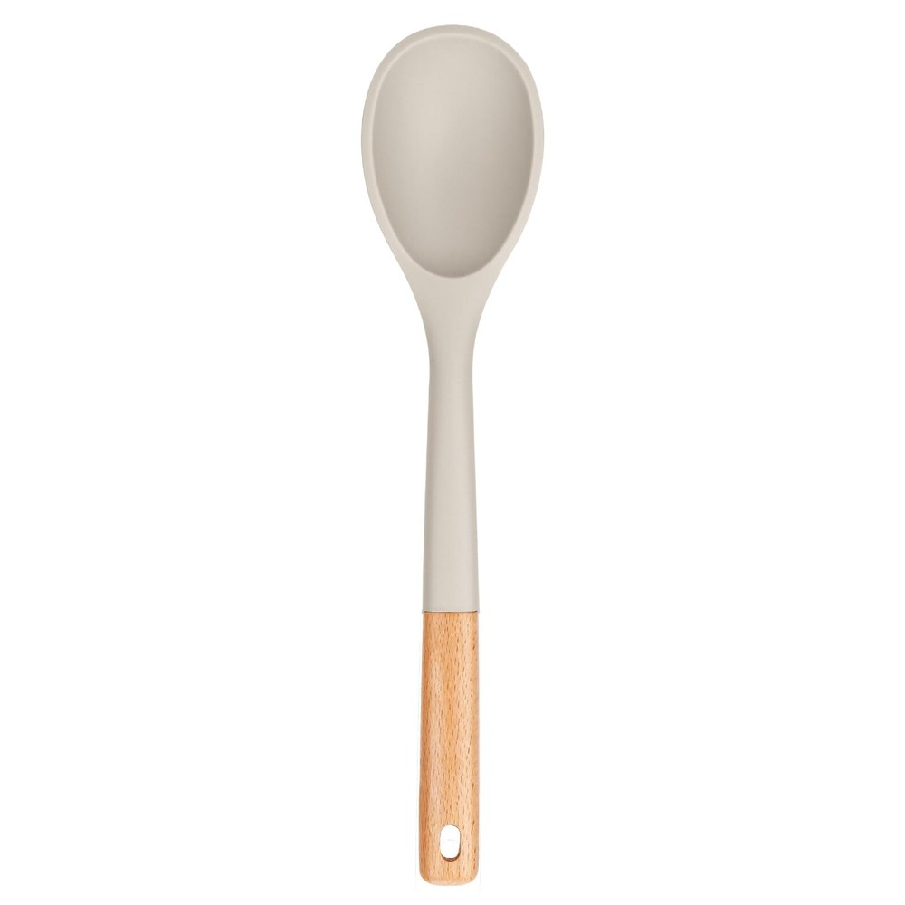 Large Silicone Cooking Spoons, Nonstick Solid Wooden Handle Spoon, Heat Resis...