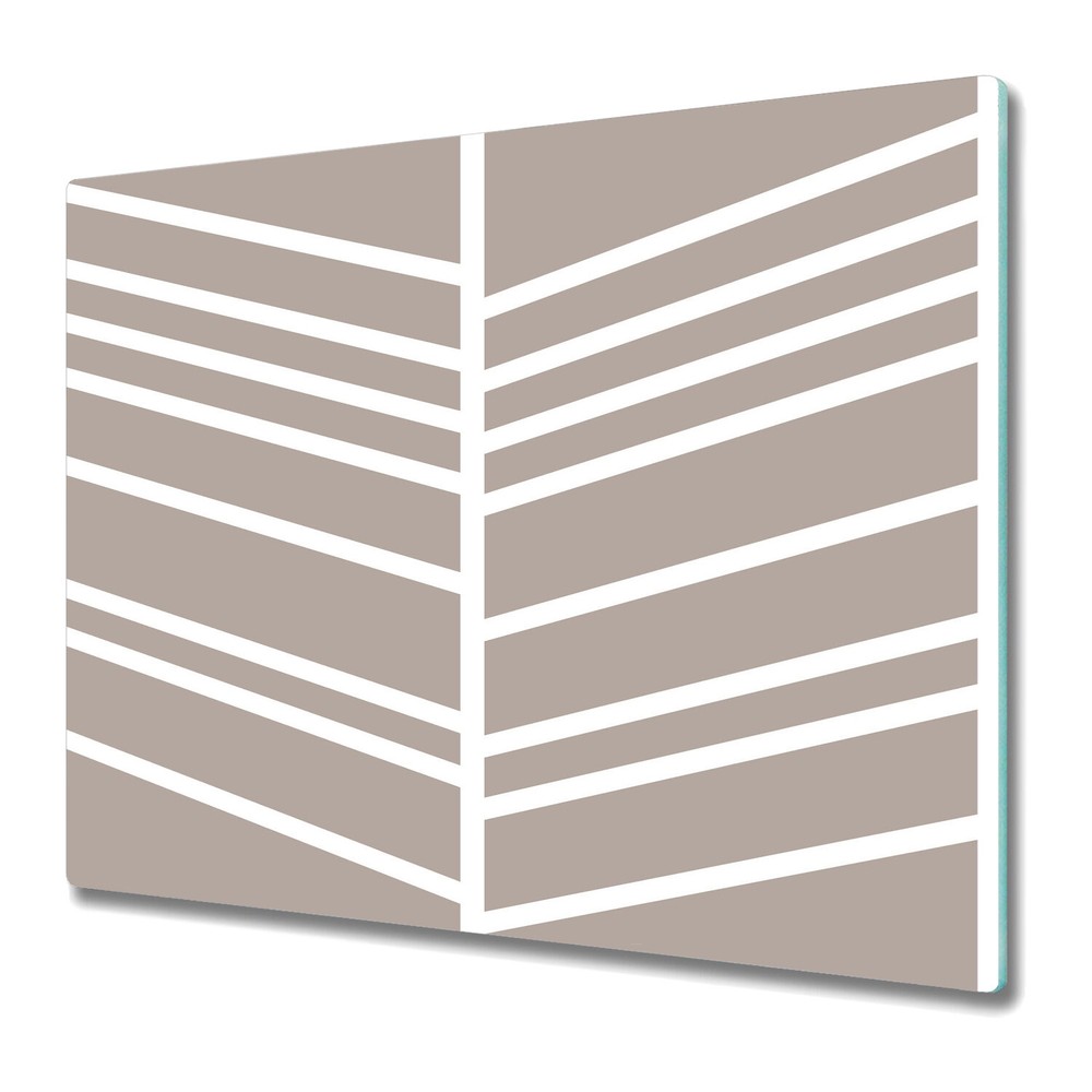 Glass Kitchen Chopping Cutting Board Herringbone Modern White and grey 60x52