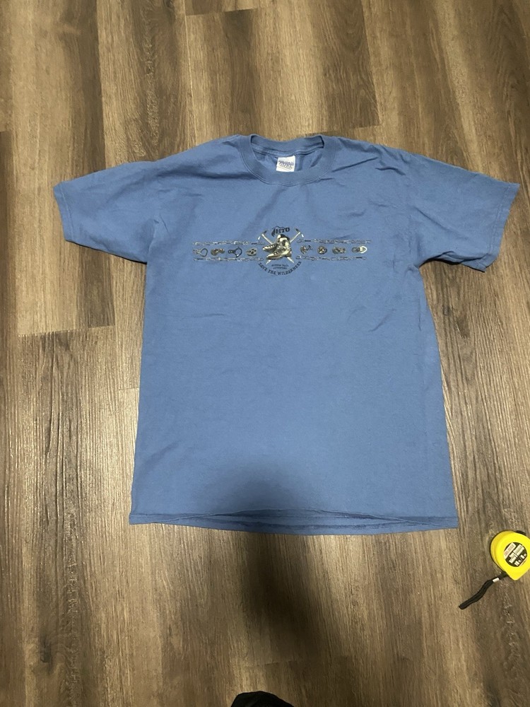 Gildan Ultra Cotton Heavyweight Men's Blue Graphic Outdoor T-Shirt Crew Neck L