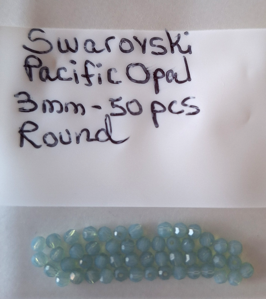 Swarovski Pacific Opal Light Blue 3mm Crystals 50 Pcs Rare Color New