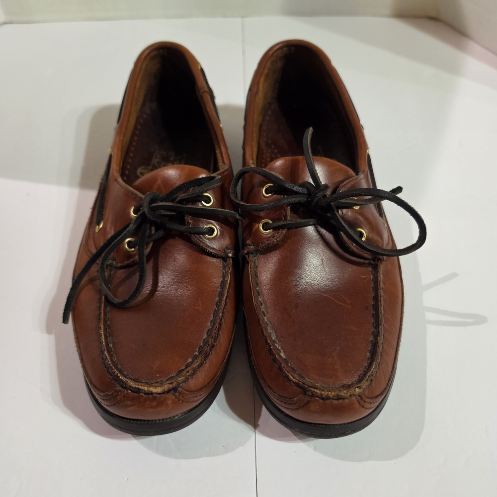 Men’s Sebago Dockside Brown Leather Casual Boat Shoes 8.5 Narrow Gently Used