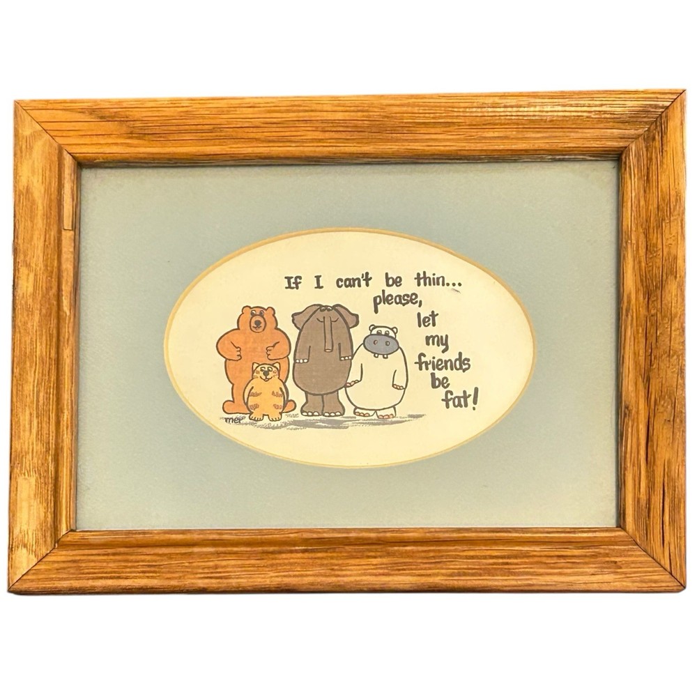 Vintage Framed Funny Animals Cartoon Wall Art Print By Mer 6x8”