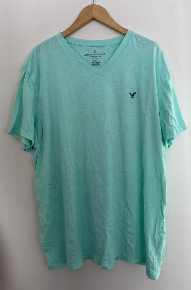 American Eagle Legend T Men's Classic Fit Logo Cotton V-Neck T-Shirt Aqua XXXL