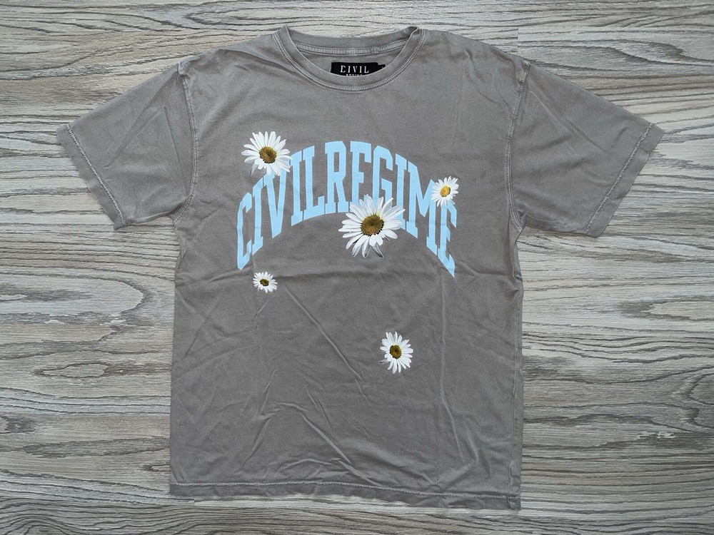 Civilregime Flower Abstract Graphic T-Shirt Brown Tan Mens Size L Streetwear-image
