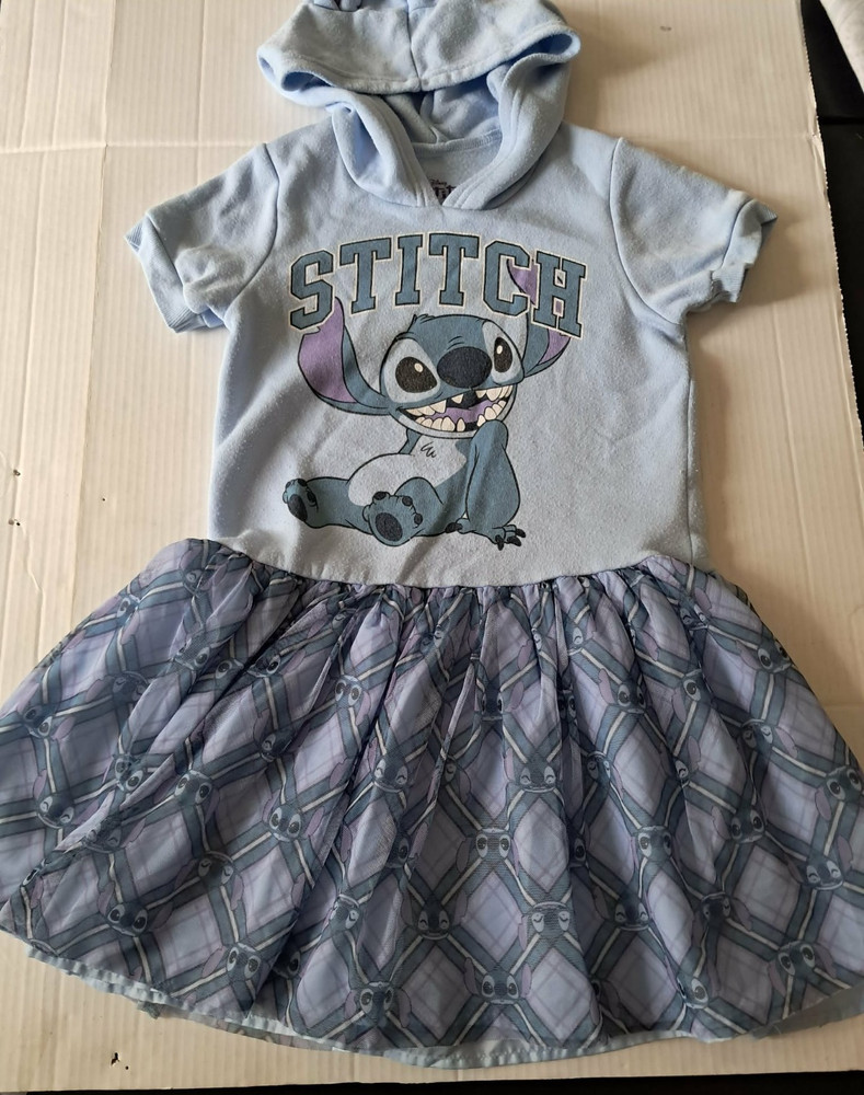 Disney Girls Stitch Hooded Cosplay Dress Tulle Skirt Ears Size M 7/8 Costume