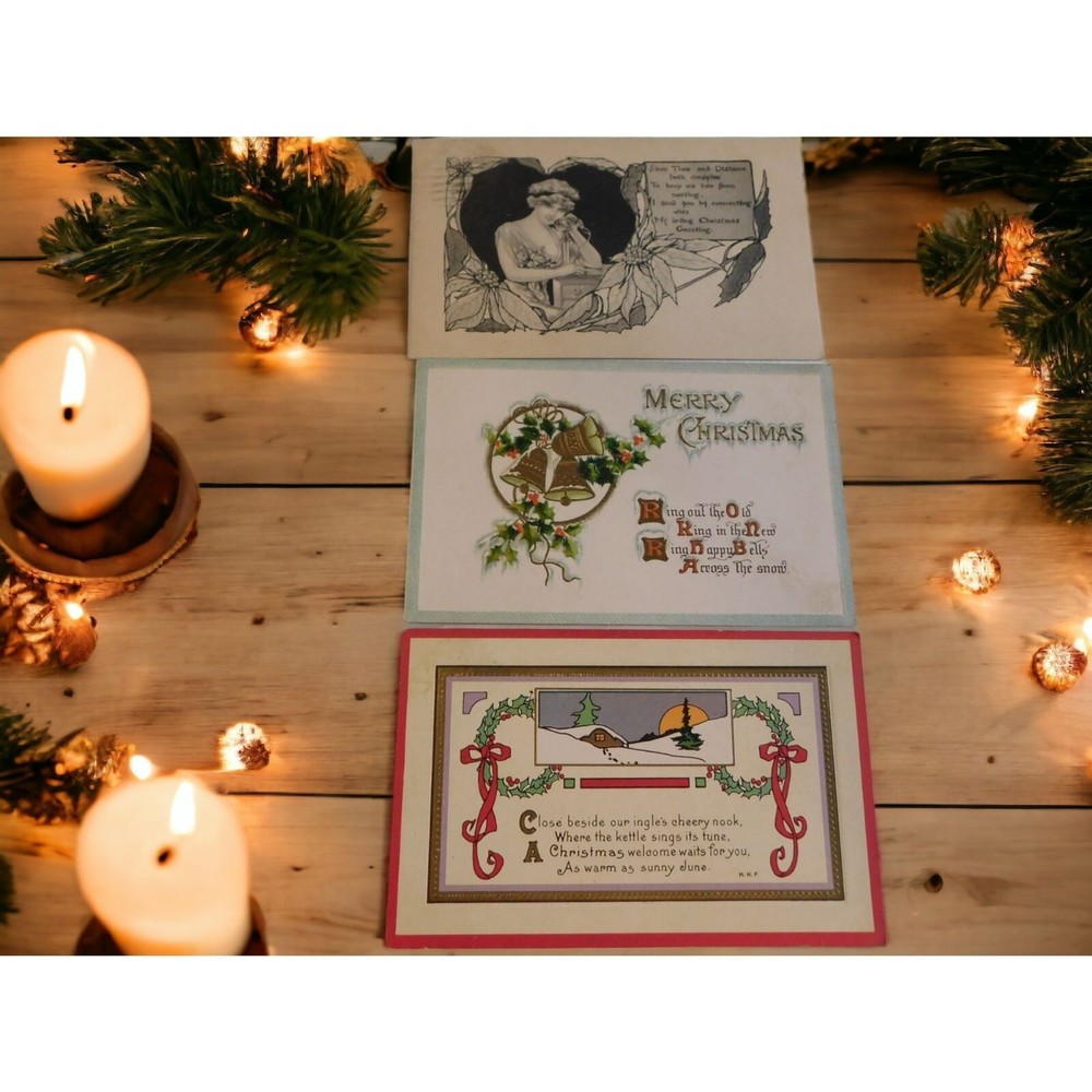 Postcards Christmas Vintage Early 1900's  Set of 3