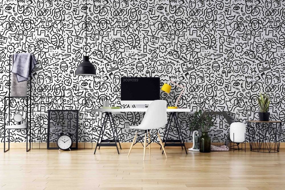 3D Abstract Ball People Graffiti Self-adhesive Removable Wallpaper Murals Wall-image