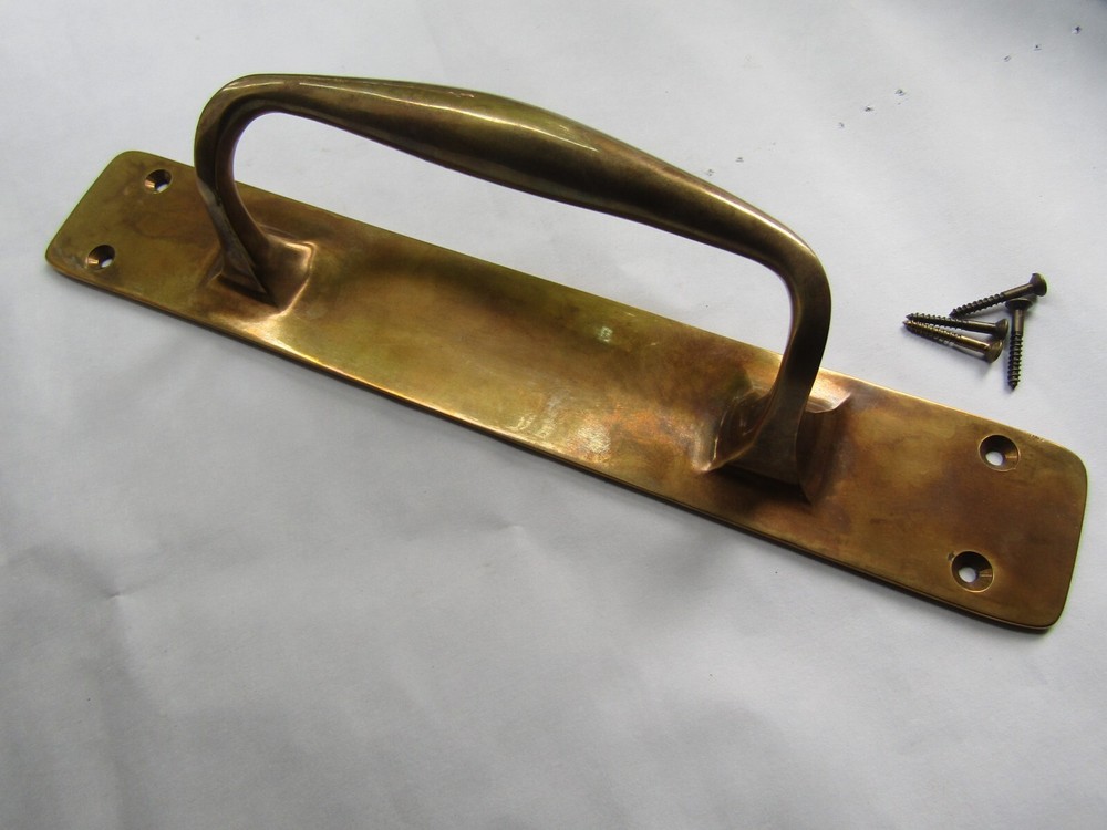 DOOR HANDLE ON Plate Victorian old entrance pub door pull handle rustic vintage