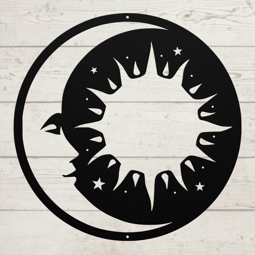 Sun and Moon Metal Wall Decor Celestial Art for Home or Outdoor Spaces Gift Idea