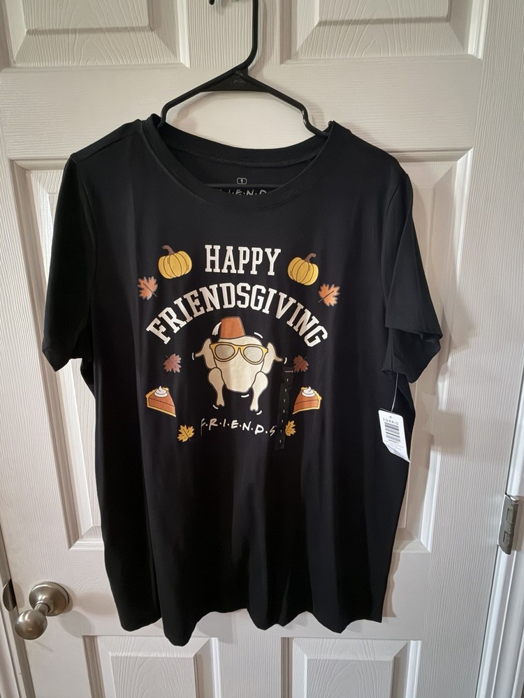 Torrid Friendsgiving Graphic Cotton Knit Crew Neck Short Sleeve Tee Black 1X