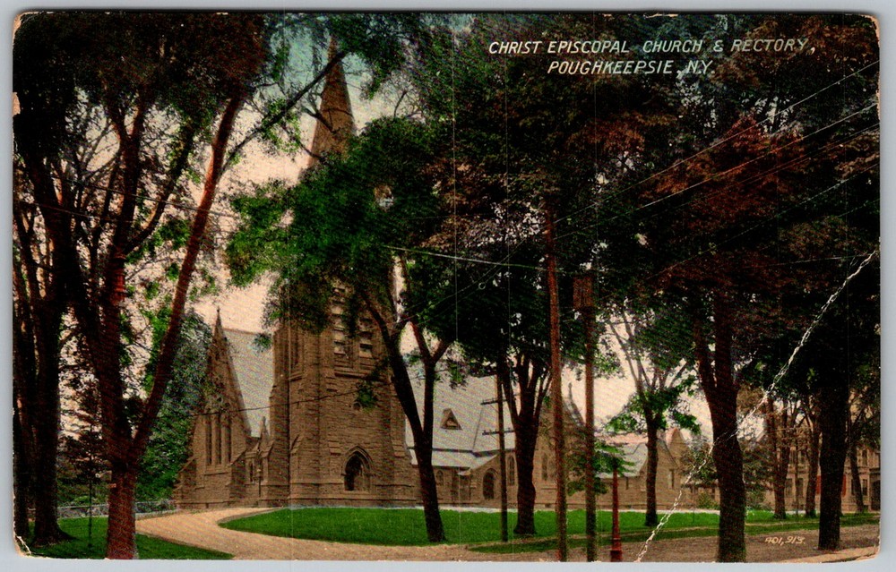 Antique Postcard Christ Episcopal Church & Poughkeepsie, NY 1910s