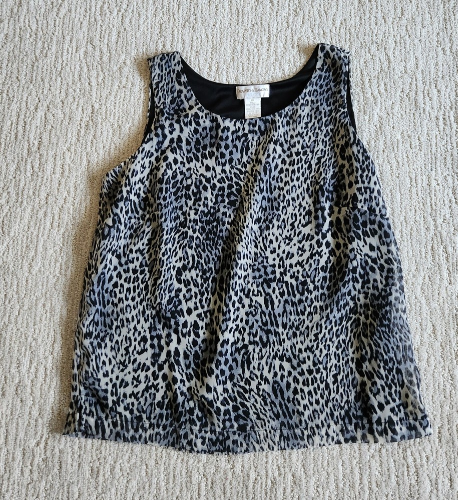 Draper & Damons PETITES animal print lined sleeveless tank blouse (PM)