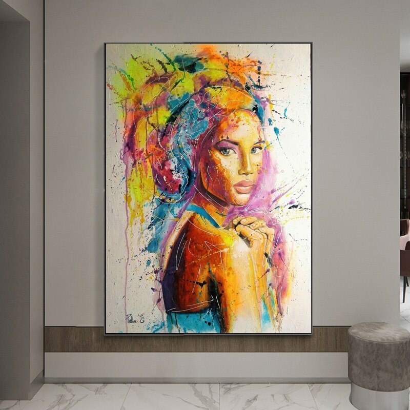 Graffiti Art Black African Woman Canvas Painting Abstract Poster Prints Wall Art-image