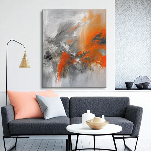 Hand Painted black Abstract Oil Paintings On Canvas Home Decor Wall Art Orange